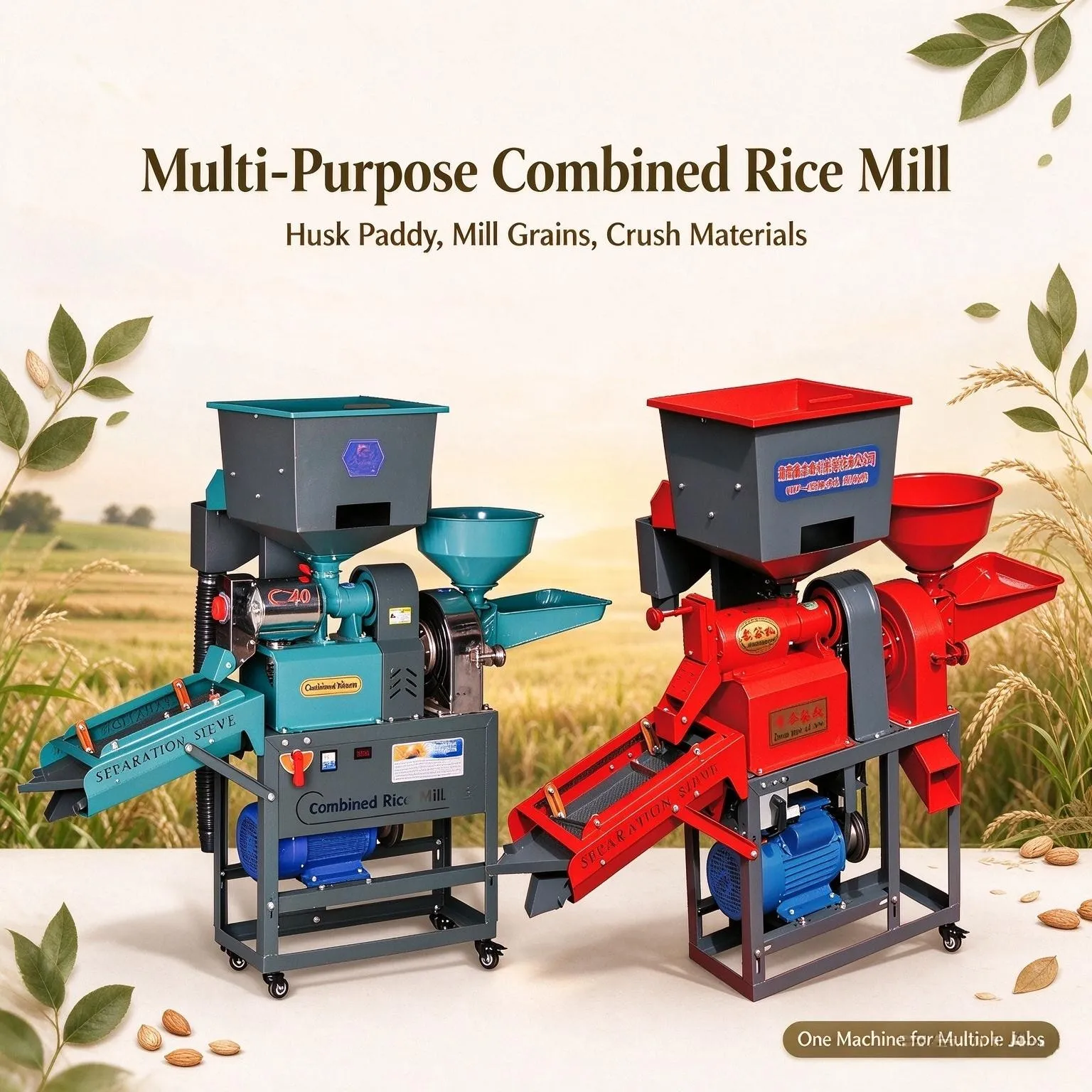 MJF-6NF-4 /9F-21 Dual Vibration Combined Rice Mill & Grinder Machine